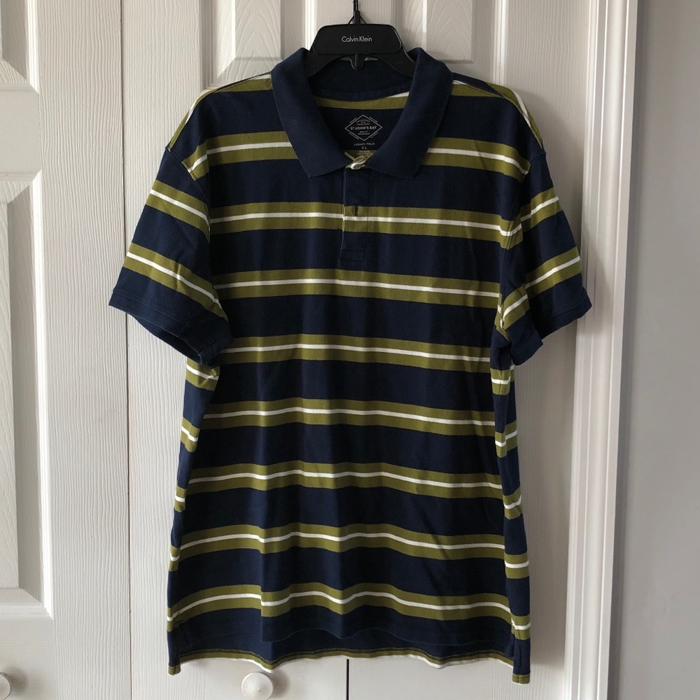St John's Bay Men's Legacy Polo Shirt, XL, EUC, Navy & Army Green
